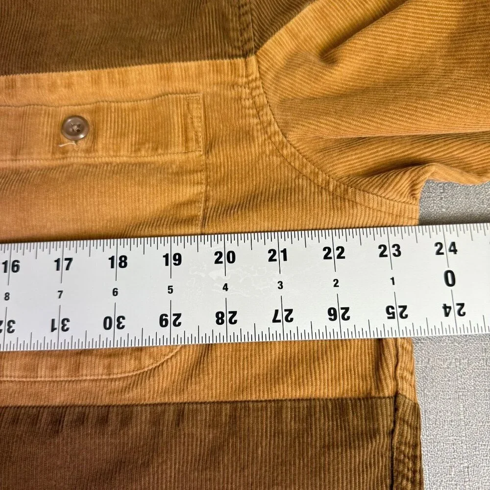 J. Crew Mens  Midweight Corduroy Workshirt in Colorblock Medium Brown tan